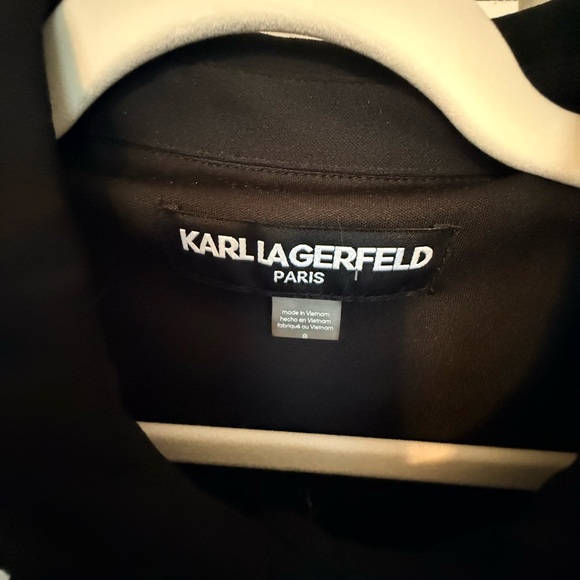 Karl Lagerfeld Paris Black&White Scalloped Collar Dress S 8 Chic Office Cocktail - Picture 5 of 12